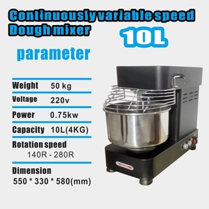 10L/4kg Tisch-Teigknetmaschine mit Drehknopfsteuerung, stufenlose Geschwindigkeitsregelung, Edelstahl, einstellbare Geschwindigkeit, automatischer kommerzieller Knetprozess - Product Image 3