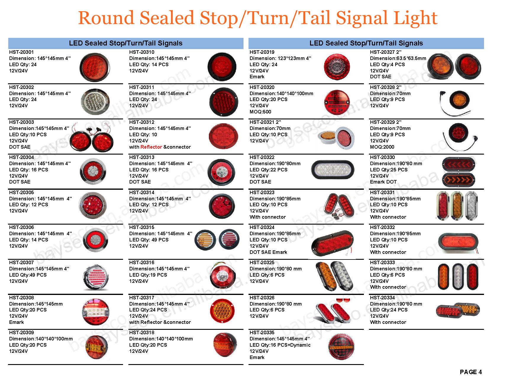 Catalog Bayse 24V LED Truck Tail Light Indicator Position 12V LED Side