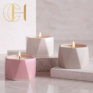 C&H Luxe Décoration d'intérieur <span class=keywords><strong>de</strong></span> Haute Qualité Pot en Céramique Porte-Bougie Bougie Parfumée Kerzen <span class=keywords><strong>De</strong></span> Bougie - Product Image 3