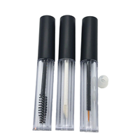 4 ml Bouchon noir brillant/givré Bouteille en plastique transparente Injection corporelle Rouge à lèvres Eyeliner Brosse à cils Tête Pompe Pulvérisateur