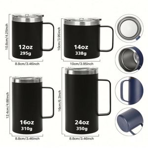 Taza de Café de Viaje con Tapa y Asa, Logotipo Personalizado, Grabado Láser, Impresión UV, Diseño Clásico para Camping, 12/14/16/24 oz - Product Image 4