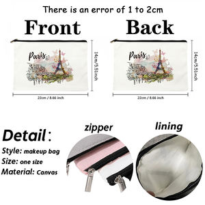 1 pc <span class=keywords><strong>Paris</strong></span> Souvenirs voyage motif personnalisé trousse de maquillage voyage toilette sac de rangement pochette cosmétique enterrement de vie de jeune fille cadeau - Product Image 2