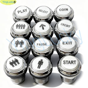 1 unidad de botón LED redondo pequeño de 33 mm, plateado, de plástico, operado con moneda simple/doble, microinterruptor para consola de juegos, inglés - Product Image 2