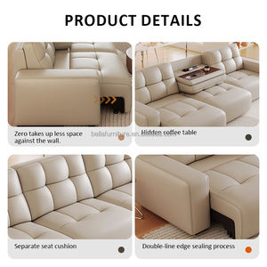 मालिश फ़ंक्शन के साथ शून्य दीवार-माउंट इलेक्ट्रिक चमड़े के सोफे बिस्तर आधुनिक डिजाइन छोटे लिविंग रूम के लिए तीन सीट रिमोट कंट्रोल - Product Image 3