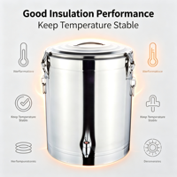 Seau alimentaire isotherme en acier inoxydable pour cuisine, conteneur de stockage étanche avec robinet, couvercle et poignée, garde au chaud et au froid