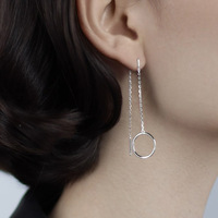 Boucles d'oreilles pendantes en argent sterling 925 plaqué rhodium, géométriques, circulaires, avec pampilles en zircon, minimalistes, bijoux pour femmes, cadeau, à porter au quotidien