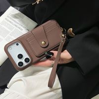 Pour iPhone 11 12 13 14 15 16 17 Pro Max 17Air Coque de téléphone en cuir anti-chute avec nouvelle conception, emplacement pour carte et cordon portable