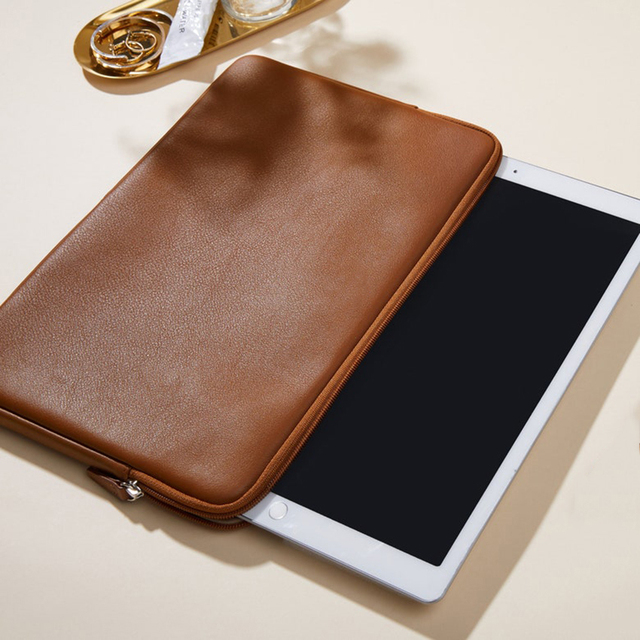 Factory Stylish Leather Protection Laptop Sleeve Shock-proof Slim Zippered Tablet Sleeve Case for Ipad Custom logo