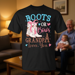 Camiseta para revelación de género con diseño de abuelo que te ama, de Boots Or Bows - Product Image 3