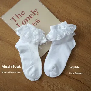 Chaussettes courtes de danse latine pour filles, en dentelle fine, en coton peigné respirant, absorbant la transpiration, sans os, chaussettes de princesse pour enfants, printemps automne - Product Image 2