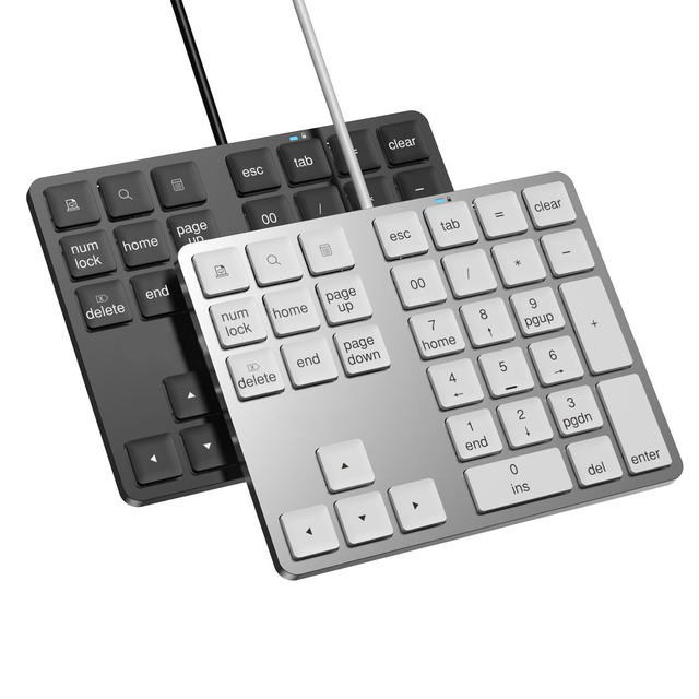 Wired Numeric Keypad 34 Keys Portable Numpad External Mini Slim Number Pad Financial Accounting Numpad for Laptop Desktop