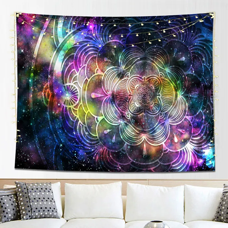 Custom new sublimation polyester print wall hangings mandala psychedelic trippy tapestry