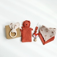 100% coton Lion sécurité couverture bébé douche couverture cadeau ensemble avec chaussettes bébé naissance cadeau ensemble