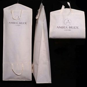 Housse de protection blanche non tissée pour robe/costume, sac à vêtements personnalisé, housse anti-poussière pliable de luxe imprimée en non-tissé pour robe de mariée - Product Image 2