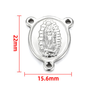 Colgante Conector de la Virgen María de 3 Orificios |   Colgante de medalla de acero inoxidable para la elaboración de rosarios, colgante de conexión para cuentas - Product Image 6