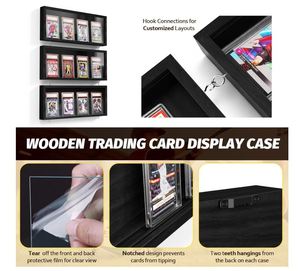 3 packs de cadre d'affichage de cartes à collectionner personnalisées, présentoir mural en bois pour cartes de baseball, avec vue dégagée, présentoir de cartes de sport graduées - Product Image 5