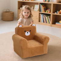 Tendre Ludique OEM Chaise carrée personnalisée pour tout-petits Fauteuil confortable en mousse pour enfants avec motif d'ours de dessin animé