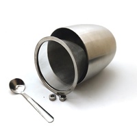 WELAND Ensemble de tamisage de matcha 4-en-1 écologique et durable de qualité alimentaire, avec tasse, tamis, cuillère et accessoires en acier inoxydable