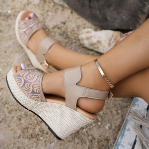 Women Summer Mesh Platform Peep Toe Wedge <b>Sandals</b> New Thick Sole Breathable European American Roman <b>Sandals</b> - Product Image 2