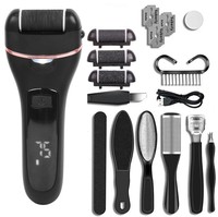Kit de pédicure professionnel, lime à callosités électrique pour les pieds avec 3 têtes de rouleaux, rechargeable, étanche, outils de soin des pieds