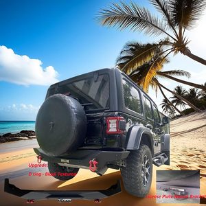 Parachoques trasero compatible con Jeep Wrangler 2018-2025-Diseño todoterreno con soporte para matrícula Acero texturizado negro, resistente - Product Image 2