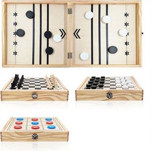 New Arrival Modern 4-in-1 Foldable Fast Sling Puck Game <b>Set</b> <b>Chess</b> Tic Tac Toe Checkers Silk Screen Printed Kids Adults Portable - Product Image 4