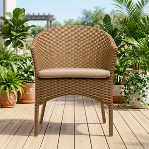 Chaise de jardin en rotin avec coussin, style méditerranéen, mobilier d'extérieur, pieds effilés, pour terrasse et jardin, utilisation sur sol dur - Product Image 3