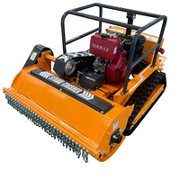 Industriel 50 °   Tondeuse robotisée sur chenilles autotractée diesel RC sans fil 4 temps pour terrains accidentés