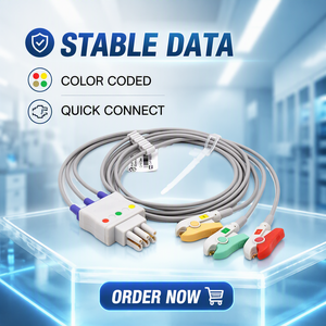 Kompatibel mit GE Healthcare Dash <span class=keywords><strong>PRO</strong></span> 3000/Solar 3000 EKG-Kabel 3-adrig IEC-Grabber für Krankenhausgebrauch Erwachsene - Product Image 3