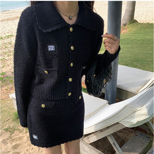 Bộ đôi áo len cardigan dài tay thời trang mùa xuân 2024 và chân váy ngắn quấn eo - Product Image 6