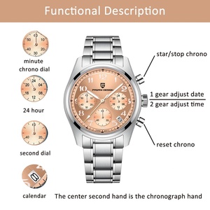 Montres chronographes Pagani Design1773 pour hommes, montre-bracelet analogique en acier inoxydable, montre à quartz pour hommes, verre saphir - Product Image 2