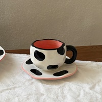 Service de table en céramique fait main motif vache – Assiettes et tasses pour la maison, idéal pour Noël, les fêtes et les cadeaux d'anniversaire
