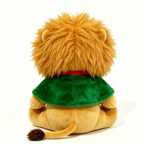 Adorable león dorado de peluche personalizado, león navideño con capa verde, león de peluche suave de dibujos animados, león de peluche abrazable para Navidad - Product Image 3