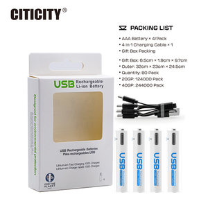 CITICITY AAA แบตเตอรี่แบบชาร์จไฟได้ผ่าน USB 620mAh C720-H(สูงสุด) ชาร์จเร็ว 1200 รอบการใช้งานยาวนานสำหรับผลิตภัณฑ์ไฟฟ้า - Product Image 1