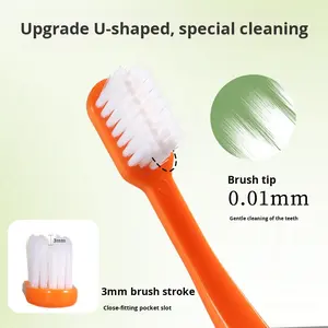 แปรงสีฟันขนนุ่มสำหรับจัดฟันสำหรับผู้ใหญ่วัยรุ่นพร้อมที่จับพลาสติกเครื่องมือแก้ไขฟันแบบห่วงเหล็กมีช่องว่างของฟัน - Product Image 2