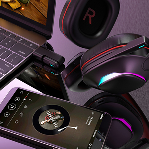 RGB ánh sáng 2 trong 1 Dongle 2.4G chơi game không dây tai nghe biểu tượng tùy chỉnh <span class=keywords><strong>Bluetooth</strong></span> HeadPhone với Mic - Product Image 6