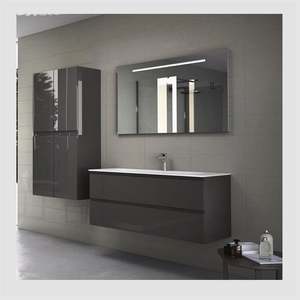Modern Elegant Luxury Wall Mount <b>Bathroom</b> Vanity Water-Resistant Sink <b>LED</b> Mirror PVC Case Steel MDF Melamine Designed <b>Bathrooms</b> - Product Image 1