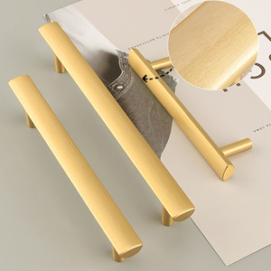Juego de tiradores y palancas rectas de latón macizo dorado para muebles de dormitorio, <span class=keywords><strong>cocina</strong></span>, armarios y cajones - Product Image 5