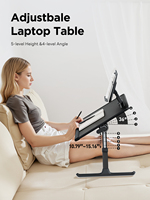 Support d'ordinateur portable portable avec support de téléphone pliable en bois debout lit bureau réglable Table de tour pour lire l'écriture
