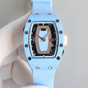 Fashion Bucket Shaped Blue Ceramic Women's Automatic Mechanical <b>Watch</b> <b>Diamond</b> Inlaid Luxury Dial High Quality <b>Watch</b> - Product Image 2