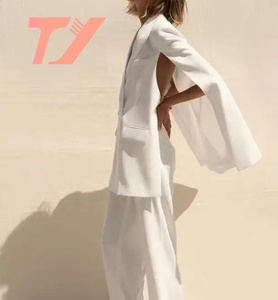 Tuoyi เสื้อเบลเซอร์แฟชั่นสำหรับผู้หญิงใส่ในฤดูร้อนเสื้อเบลเซอร์สีขาวกระดุมสองแถวผ่าข้างทรงหลวมเสื้อเบลเซอร์สตรีทไซส์ใหญ่พิเศษแบบลำลองสำหรับผู้หญิง - Product Image 2