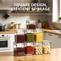 Conteneur de stockage hermétique pour cuisine, fabrication sur mesure, bocaux carrés en acrylique haute transparence pour le thé et les fruits secs