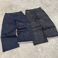 EDGE DENIM Jeans en denim brut japonais noir sur mesure à jambe large et coupe ample pour hommes