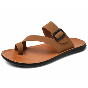 Men's Open Toe Flip Flops Faux Suede Rubber Outsole Soft Sole Beach Summer <b>Slippers</b> Size 40-46 - Product Image 5