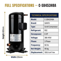 Compresseur à spirale en cuivre Sanyo d'origine C-SB453H8A 6HP R22 380V 50Hz Garantie 1 an Fabriqué en Chine pour la climatisation commerciale