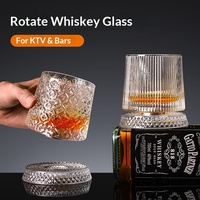Verre rotatif en cristal anti-stress avec base, pour whisky, liqueur et spiritueux, huit motifs disponibles