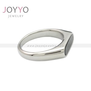 핫세일 블랙 스톤 남성 반지 기하학적 디자인 남성용 웨딩 약혼 스톤 반지 - Product Image 3