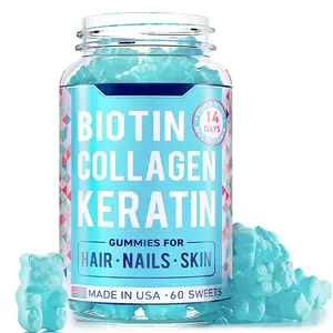 Vegan Biotin kollajen Gummies saç büyüme vitaminleri için yetişkinler destek cilt beyazlatma ve saç ve tırnak sağlık