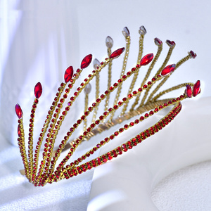 Serre-tête de luxe vert éclatant en forme de <span class=keywords><strong>couronne</strong></span>, orné de diamants étincelants, en alliage, pour mariée, accessoires de fête de mariage - Product Image 6