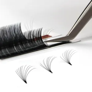 Wholesale luxury korean cashmere lash 3d silk synthetic easy fanning eyelashes extension